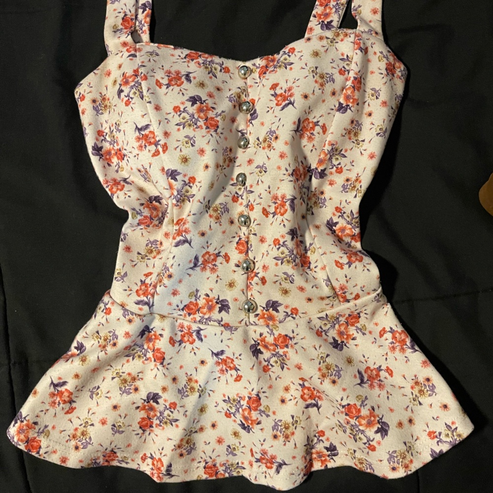 Floral Women's peplum cat valentine top